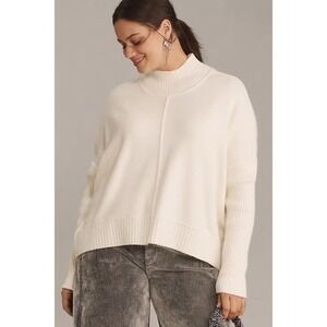 maeve sweater anthropologie mock neck gretchen White Cream Oversized Women's S